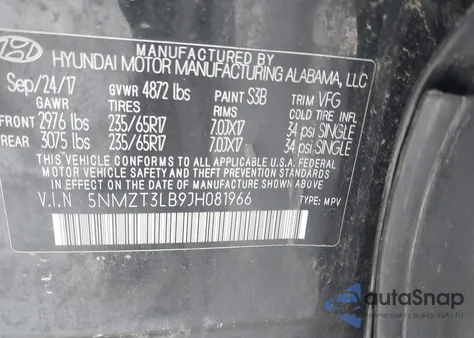 2018 Hyundai Santa Fe Sport 2.4L z USA, uszkodzony, nr VIN 5NMZT3LB9JH081966